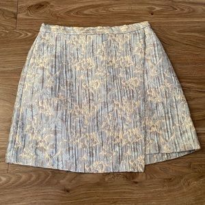 H&M Light Blue/Cream Floral Structured Mini Skirt